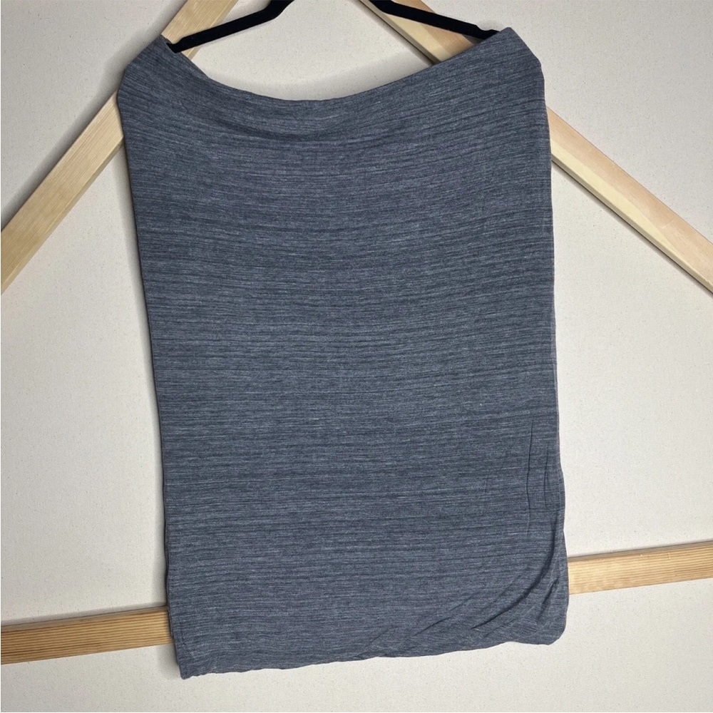 Ann Taylor LOFT XL Gray Pencil Skirt Stretchy Elastic Waist Lined Midi Gym Sport